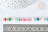 Chaine fer doré perles disques polymère multicolore heishi 6~7x3mm, bijoux heishi coloré, x1m (G7306)
