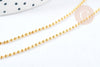 Collier Chaine fine boule laiton doré facettes 45.5cm-1.5mm avec extension,chaine collier en laiton, chaine avec fermoir, x1 (G8586)