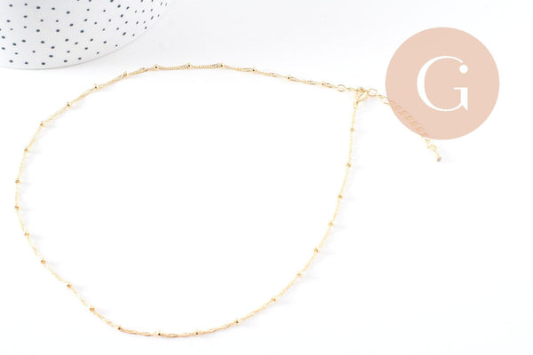 Chaine fine complète avec fermoir cuivre doré singapour 16K 1.3 mm-45cm, x1 (G0635)