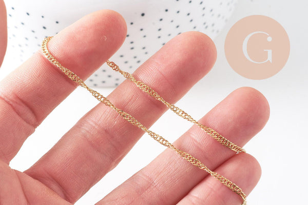 Chaine fine dorée singapour 16K,chaine plaquée or 2.5 microns, chaine collier bijoux, chaine complète,1.8 mm,43cm, x1 G3018