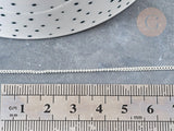 Chaine fine maille plate laiton argenté 1mm, x5 mètres (G2372)