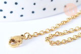 Collier chaine forçat acier inoxydable doré 59cm, x1 (G7245)