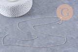 Collier Chaine forçat cuivre rhodié or blanc 80cm, x1 (G1122)