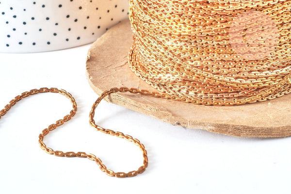 Chaine forçat laiton brut 3x2mm, x5 metres (G6748)