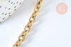 Chaine forçat texturée acier inoxydable doré IP 14k 7x5.5mm, x1 mètre (G6781)