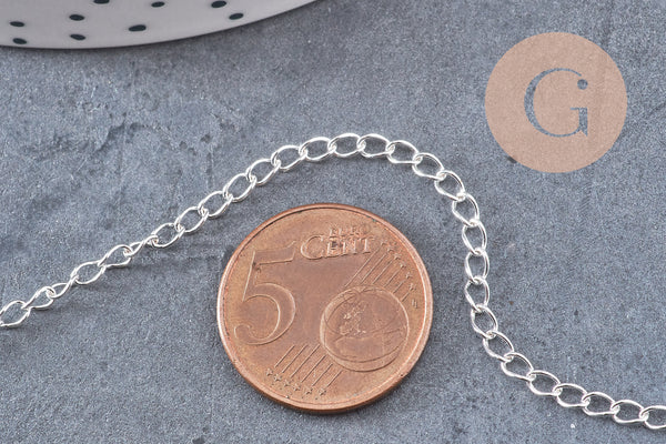 Chaine maille courbe acier 304 inoxydable argenté 4x2.5mm, x1 mètre (G10869)