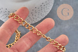 Cadena de eslabones curvos de acero inoxidable 304 IP dorado de 10 mm, x1 metro (G11232)
