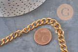 Cadena de eslabones curvos de acero inoxidable 304 IP dorado de 10 mm, x1 metro (G11232)