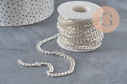 Chain flat curved link 304 stainless steel silver 7x4.5mm, x1 meter (G11199)