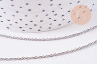 Chaine maille forçat acier inoxydable platine 2mm, x1 mètre (G10678)
