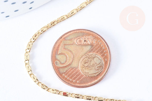 Chaine maille marine laiton doré 18K-5mm, x1 mètre (G6939)