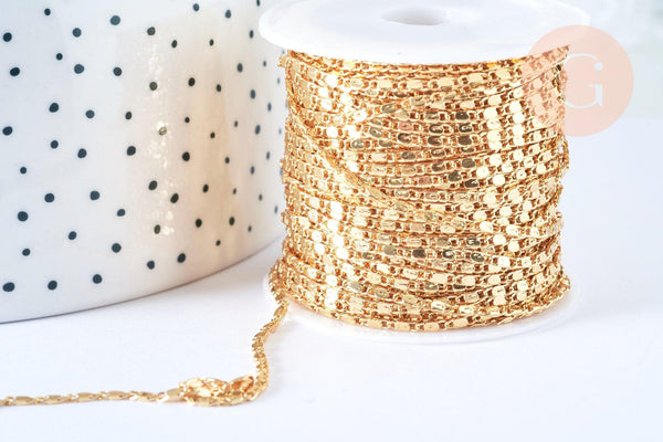 Chaine maille marine laiton doré 18K-5mm, x1 mètre (G6939)