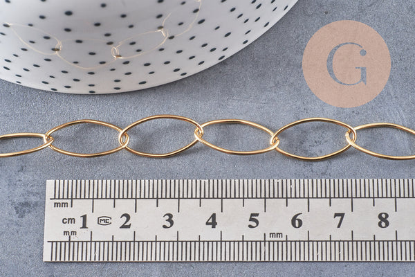 Chaine maille ovale acier 304 inoxydable doré PVD 18k 20x10mm, x1 mètre (G4309)