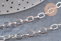 Chaine maille rectangle acier 304 inoxydable argenté 7x4mm, x1 mètre (G10870)