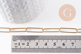 Collier Chaine maille rectangle acier inoxydable doré complète avec fermoir 10x3.5mm, x1 (G10112)