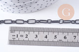 Chaine maille rectangle fer noir 10mm, 1 metre (G1394)