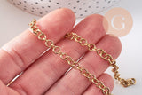 Chaine maille rolo acier inoxydable 304 doré IP 18K 5mm, x1 mètre (G10518)