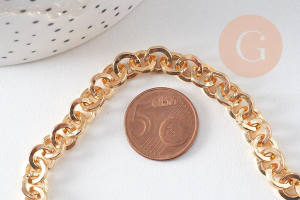 Chaine maille rollo aluminium doré 8mm, x1 mètre (G10595)