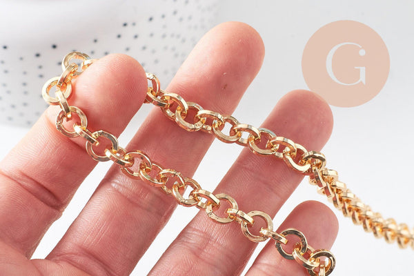 Chaine maille rollo aluminium doré 8mm, x1 mètre (G10595)