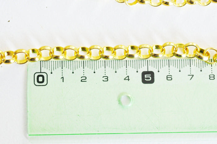 Chaine maille rolo aluminium doré 8mm,chaine collier pour création bijoux dorés x1mètre G4060