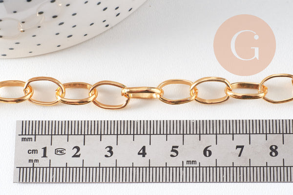 Chaine maille rollo aluminium doré lisse 12mm, x1 mètre (G10593)