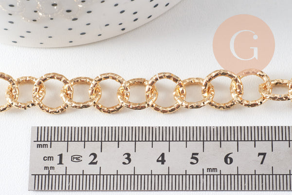Chaine maille rollo aluminium doré texturé 11.5mm, x1 mètre (G10592)