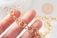 Chaine maille rolo aluminium doré texturé 11.5mm, x1 mètre (G10592)