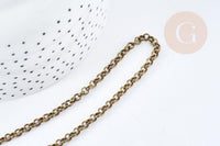 Chaine maille rolo fer bronze 4mm,x1 metre (G8565)