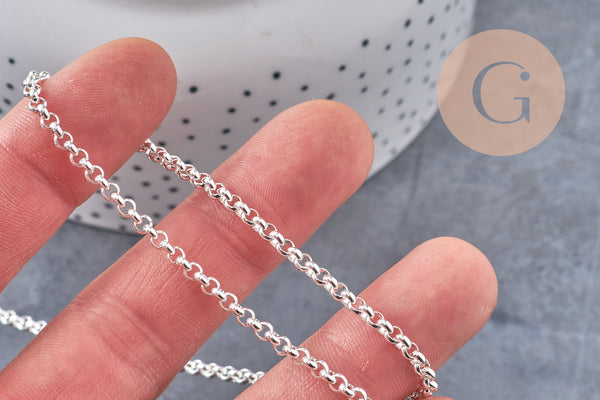 Chaine maille rolo acier 304 inoxydable argenté 3mm, x1 mètre (G10866)