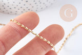 Chaine ovale laiton dorée 14 carats fantaisie 5mm, x1 metre (G0395)