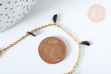 Chaine perle plexiglas facettée noire laiton doré 7x3mm, création de bijoux coloré DIY, x1 mètre G7824