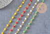 Chaine perle verre coloré fer doré 4 m, création de bijoux coloré DIY, x1 mètre (G7219)