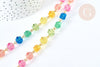 Chaine perles acrylique fer doré géométrique facettée couleur mixte 15mm, perle acrylique ,perle géométrique 15mm x1 mètre (G7215)
