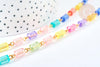 Chaine perles acrylique tube multicolore métal doré 8,5-9,5mm, création bijoux colorés, x 1Mètre (G7183)
