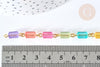 Chaine perles acrylique tube multicolore métal doré 8,5-9,5mm, création bijoux colorés, x 1Mètre (G7183)