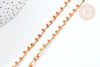 Chaine perles de rocaille orange laiton doré 6x2~3mm, x1 mètre (G7818)