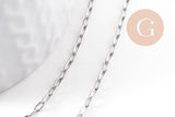 Chaine rectangle acier 304 inoxydable platine 4mm, x1 mètre (G10526)