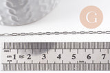 Chaine rectangle acier 304 inoxydable platine 4mm, x1 mètre (G10526)