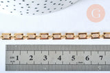 Chaine rectangle laiton doré 16k 6.5x4.6mm, x1 mètre (G6784)