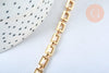 Chaine rectangle laiton doré 16k 6.5x4.6mm, x1 mètre (G6784)