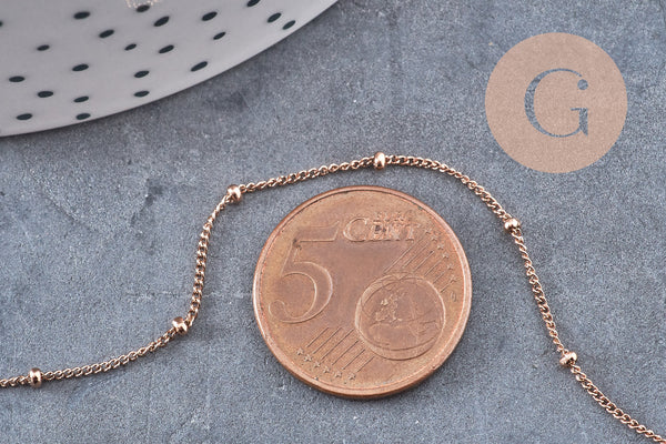 Chaine satellite 304 inoxydable or rose IP 1.5mm, x1 mètre (G10877)