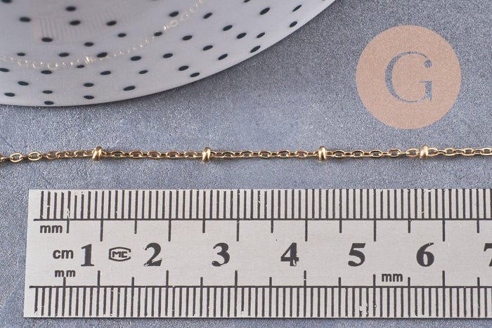 Chaine satellite acier inoxydable 304 doré IP 14K 1.6mm, x1 mètre (G6808)