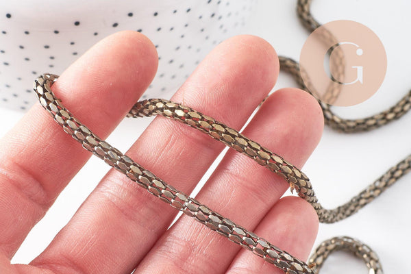 Chaine serpent écailles bronze, chaine bijou, fantaisie,grossiste chaine,5 mm, x1 metre, (G2495)