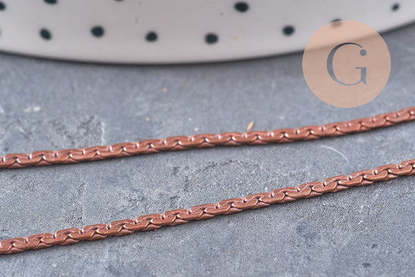 Chaine serpent laiton brut, chaine bijou, chaine serpent,sans nickel, grossiste,2mm, x 5mètres (G4807)