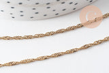 Chaine singapour acier 304 inoxydable IP doré 14k 2mm, x1 mètre (G0310)