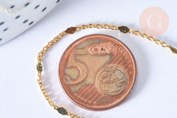 Chaine soudée losange laiton doré 18K- 1,5mm, x1 mètre (G6934)
