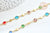 Chaine soudée perle verre laiton doré couleur mixte 13mm, chaine collier création bijoux, x 50cm G7823