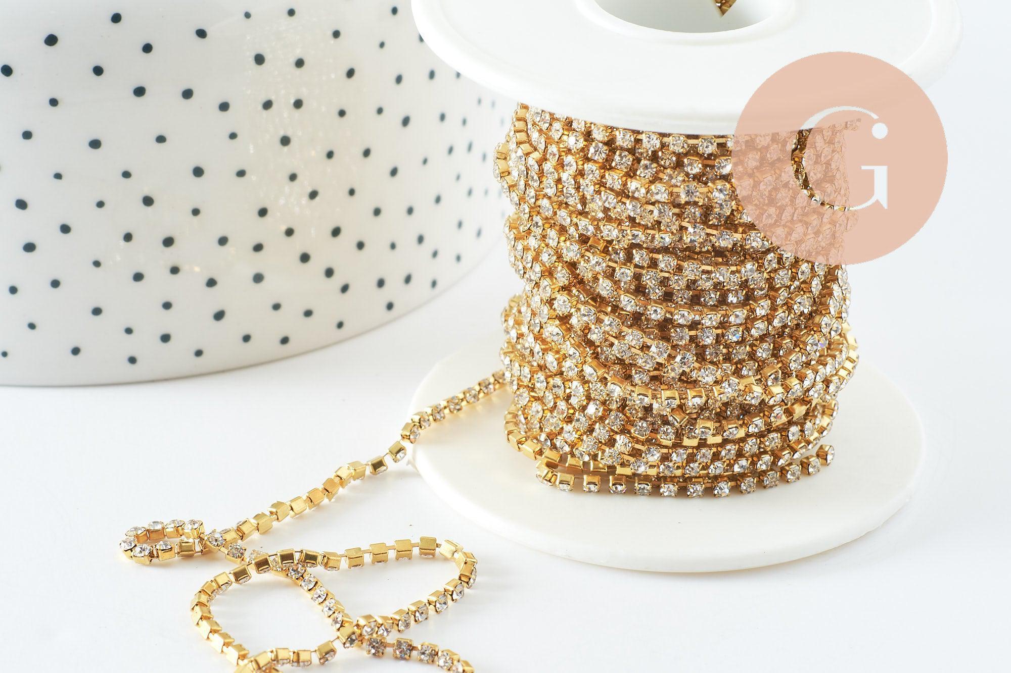 Chaine strass laiton brut 2mm, x50cm (G7975)