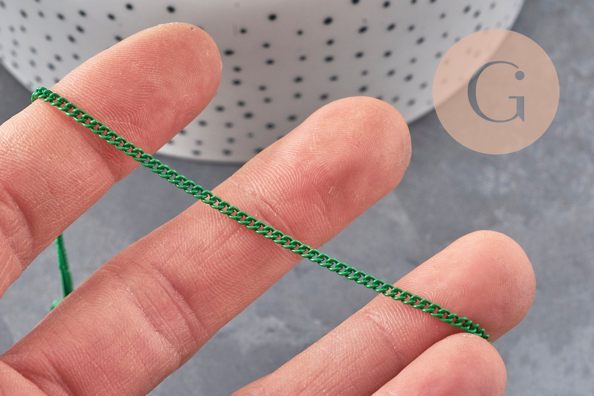 Chaine verte maille plate 1.5mm, x 5metres (G2674)
