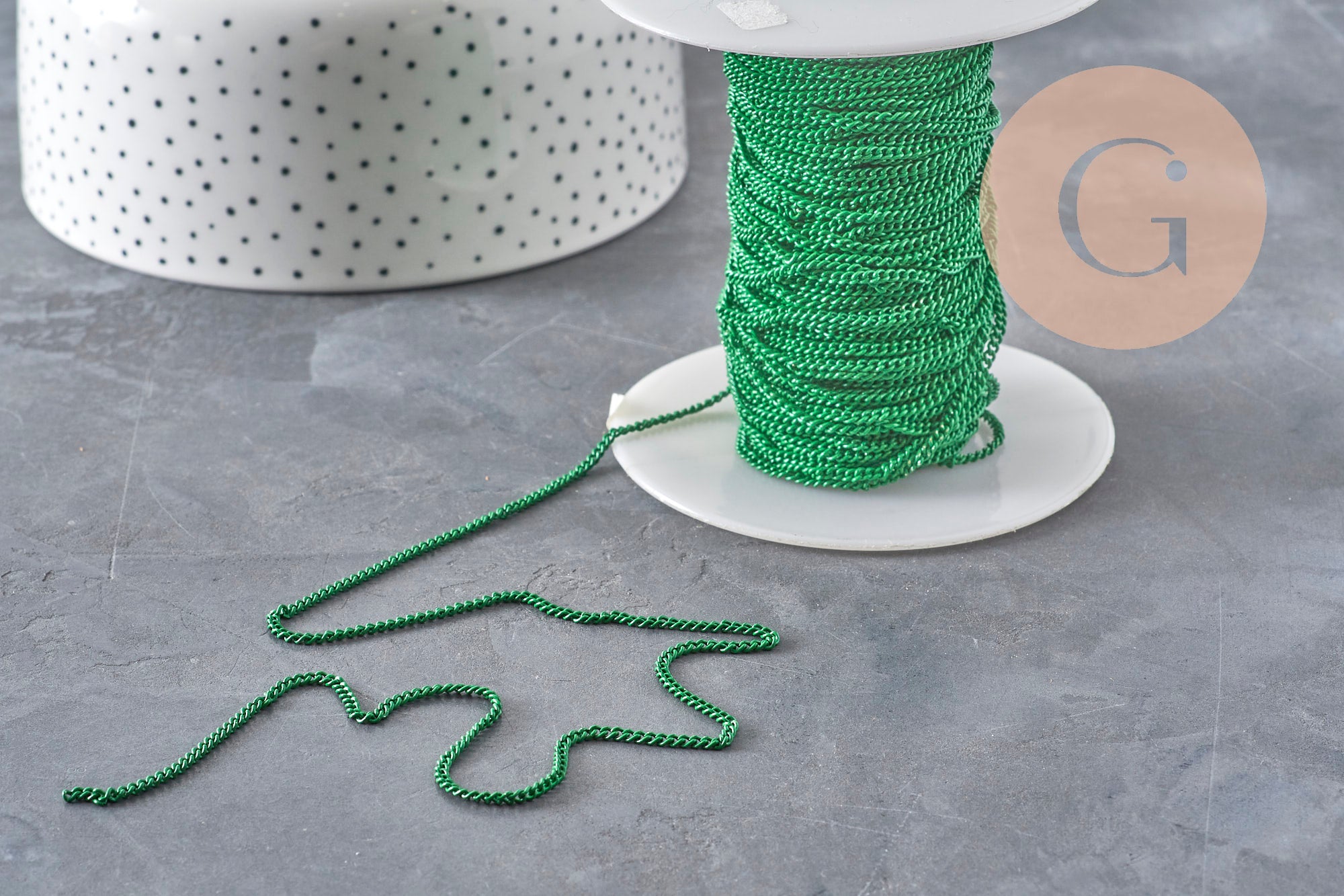 Chaine verte maille plate 1.5mm, x 5metres (G2674)
